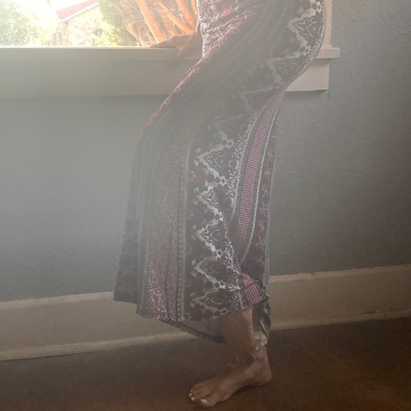 Vintage Boho Paisley Floral Print Maxi Gypsy Skirt S SM Small Red White - Picture 8 of 8